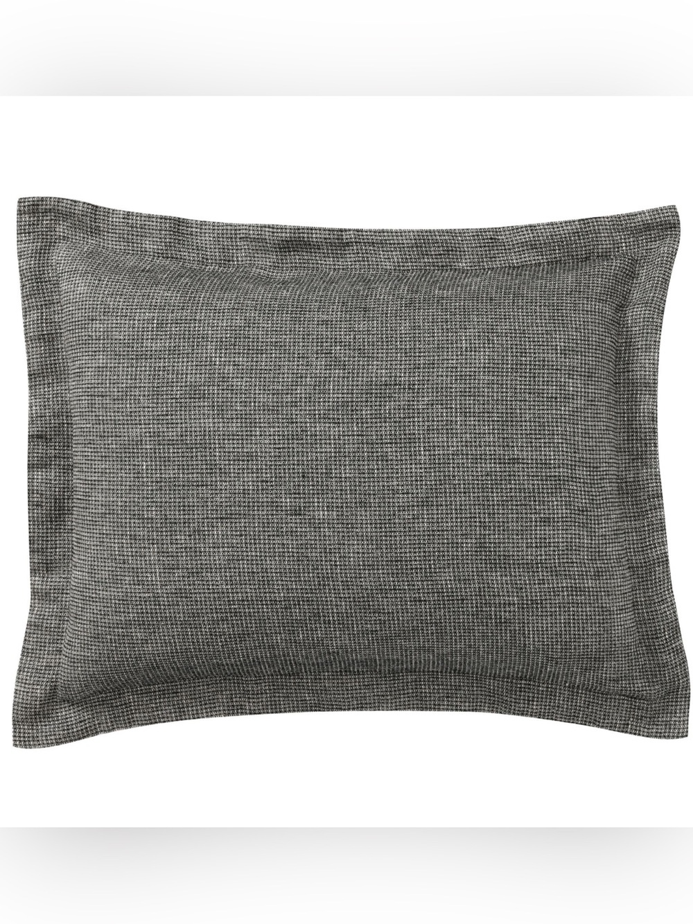 2 NEW Pottery Barn WAFFLE Weave European Linen STANDARD Pillow SHAMS Ebony Gray